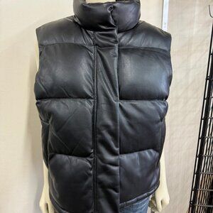 Express Leather Puffer Vest - Women
